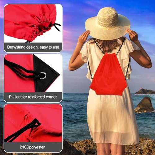 KUUQA 2 Pcs Drawstring Backpack Bags, Black, Red - color: Black, Red