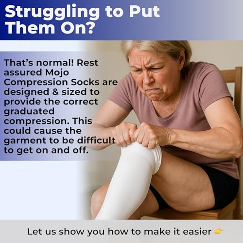 Mojo Compression Socks Women Knee High Stockings 20-30mmHg, Grey Large - color: Grey, size: Large