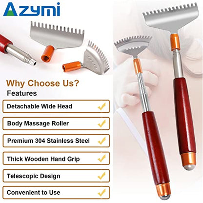 Back Scratcher with 2Pcs Detachable Claws & Massage Roller - size: 2 heads