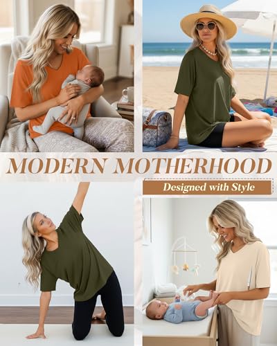 3 Pack Women's Nursing Shirts - color: Light Khaki, Army Green, Orange, size: X-Large