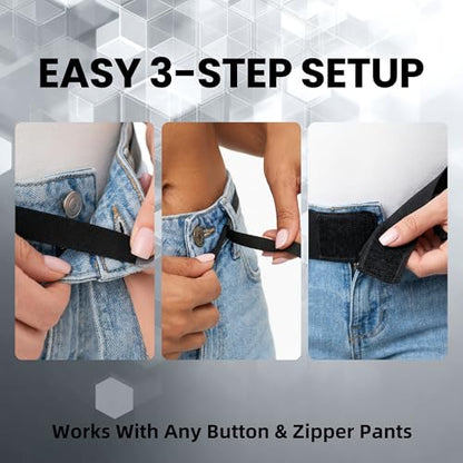 Maternity Belly Band 3-Pack — Turn Any Jeans Into Maternity Pants | Adjustable Hook-and-Loop Waistband Extender - color: Black