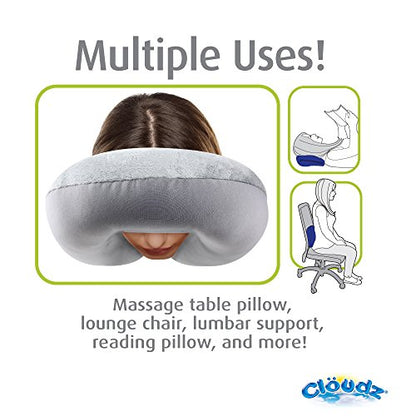 Cloudz Patterned Microbead Airplane Travel Neck Pillow. Customize Your Comfort and Support While Traveling on a Plane, Car, Bus or Train! - Blue Print - color: Pink Print