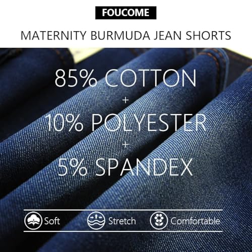 Foucome Women's Materntiy Bermuda Jean Shorts - color: 44# Dark Blue, size: Large