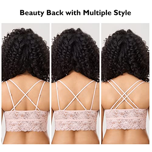 MOMANDA Women's Plus Size Nursing Bra Lace Bralette Wireless Padded Maternity Breastfeeding Bras - color: Gentle Rose, size: Large Plus