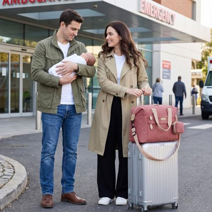 Pritent Diaper Bag Tote Waterproof Maternity Baby Bags with Pacifier Case - color: Red, size: Medium