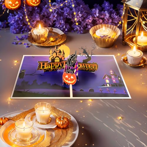 Black Cat Pumpkin Lantern Halloween Cards, Pop Up Halloween Cards. - style: Black Cat