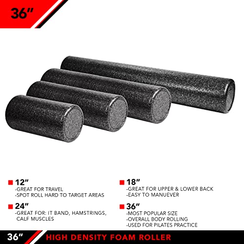 JFIT High Density Foam Roller – EPP Deep Tissue Massage Roller for Muscle Recovery, Myofascial Release & Stretching - color: Solid Blue, size: 36-Inch