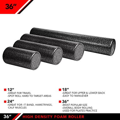 JFIT High Density Foam Roller – EPP Deep Tissue Massage Roller for Muscle Recovery, Myofascial Release & Stretching - color: Solid Blue, size: 36-Inch
