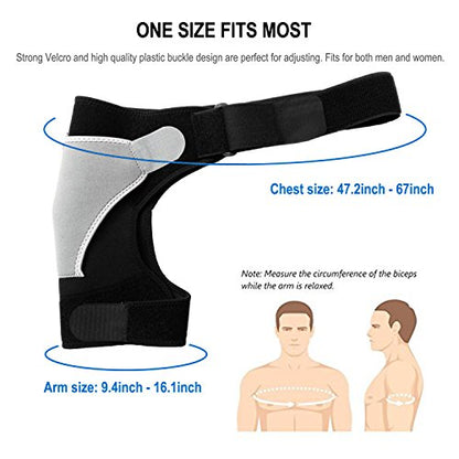 Shoulder Stability Brace Adjustable Shoulder Support with Pressure Pad, Light Breathable Neoprene Rotator Cuff Shoulder Support for Sport, Dislocated AC Joint, Labrum Tear, Shoulder Pain