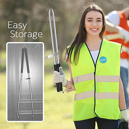 EJG 36" Long Trash & Garbage Picker Grabber, Lightweight Aluminium & Rustproof, Litter Pick Up Stick, Trash Tong, Reaching Assist Tool, Reacher Tool for Elderly, Garden Nabber Plogging (Black) - color: Black