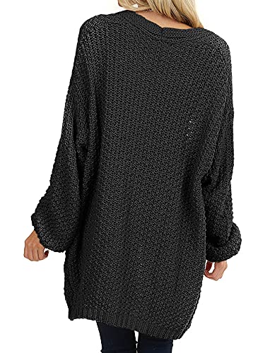 Maroway Womens Oversized Long Cardigan Open Front Knit Sweater - color: Black, size: XX-Large