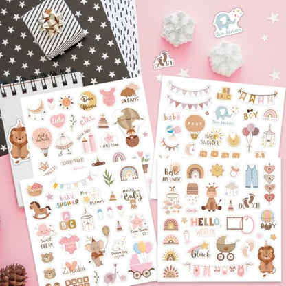 Newborn Baby Scrapbook Stickers - Decorative Decals for Baby Shower
