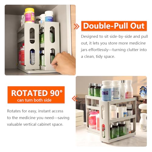 Medicine Organizer 2 Three-Decker Shelves Cabinet, Storage Rack Organizer - color: Dust Gray