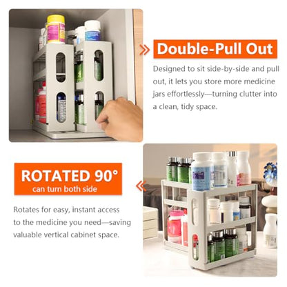 Medicine Organizer 2 Three-Decker Shelves Cabinet, Storage Rack Organizer - color: Dust Gray