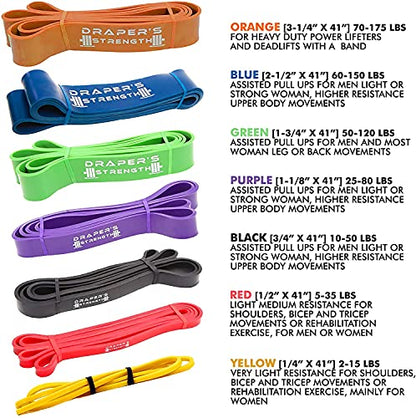 Draper's Strength Heavy Duty Resistance Stretch Loop Bands for Powerlifting Workout Exercise and Assisted Pull Ups - color: #09 3 Band Set Red-Purple
