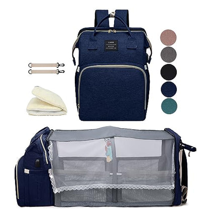 houscly Diaper Bag Backpack with Changing Station, 25L Large Capacity - color: Blue
