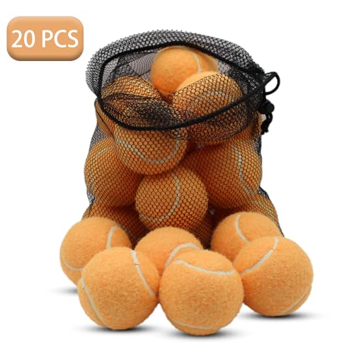 SHYUJAJIE Tennis Ball,20 Pack Practice Balls Bulk,Dog Balls with Mesh Bag - color: Light Orange