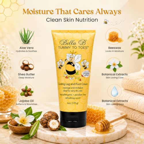 BELLA B Pregnancy Leg And Foot Cream 6 oz - Best Pregnancy Lotion For Feet - Made with Natural Ingredients - Bella B Lotion for Pregnancy Soreness