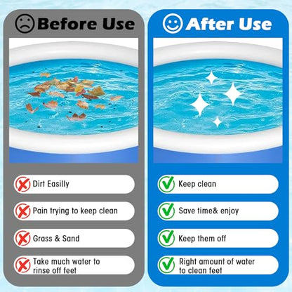 Hydream 2Pack Inflatable Pool Foot Bath Basin, Rectangular, Blue, Adult, Unisex-Kids, Foldable, Lightweight, Portable, Keeps Pool Clean, Time Saver