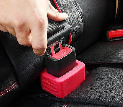 Sandhill Tools Car Seat Belt Buckle Holder, Flexible Silicone Buckle, Buckle Booster Raises Seat Belt for Easy Access, Red Color - 2 Pack