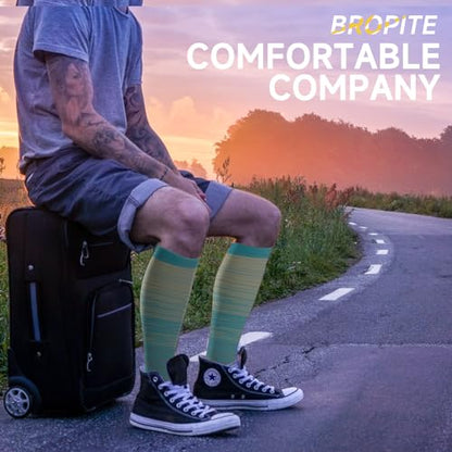 bropite Open Toe Compression Socks for Women，3 Pairs Toless Knee-High Socks - color: A-lightstripe Open, size: Small-Medium
