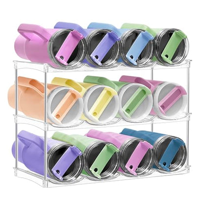 Stackable Water Bottle Organizer for Cabinet - Large Tumbler Organizer - size: 12-Bottle