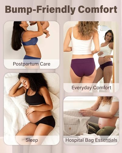 Intimate Portal Maternity Underwear, Cotton Foldable Under the Bump Briefs - color: 6-pk Epitome, size: Medium