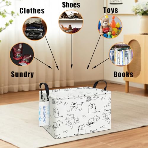 Rectangular Collapsible Cat Storage Basket Nursery Toy Organizer - color: Rec Cat