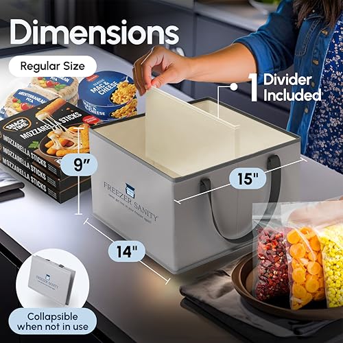 Stackable Chest Freezer Organizer Bins Collapsible Reg 2pk - size: 2 Pack Regular 15x14x9"