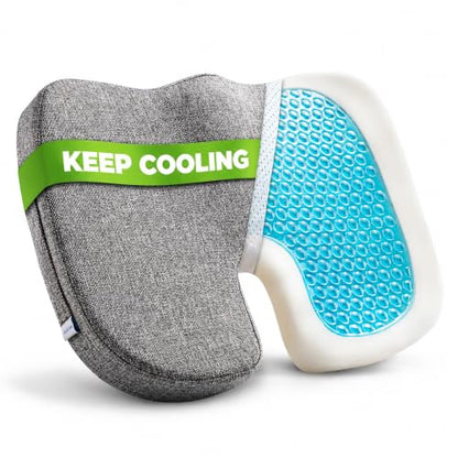 Gel Seat Cushion for Long Sitting, Office Chair Memory Foam Cushion, Gray - color: Grey
