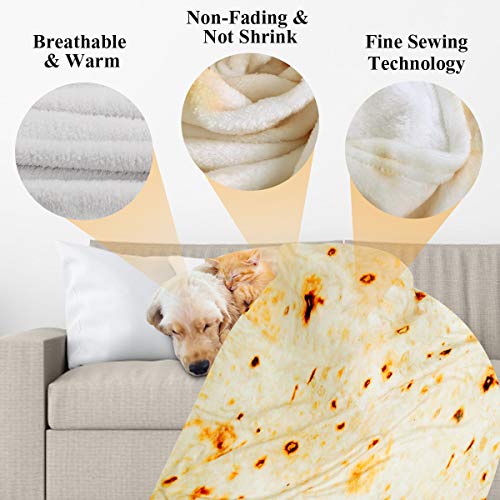 Lhedon Tortilla Blanket Kids 49 Inch Burrito Blanket Soft Flannel - color: Beige, size: 49 inch