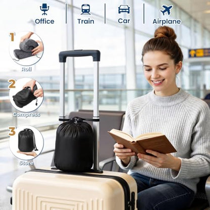 ExploreBliss Travel Pillow, Memory Foam Neck Pillow Airplane, Grey - color: Grey