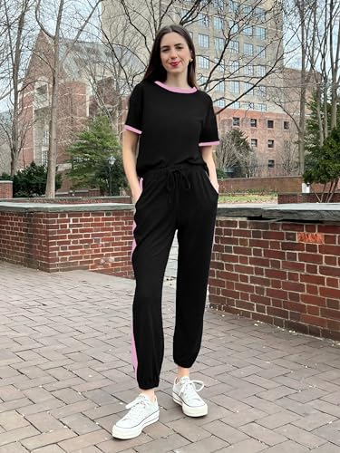 MASCOMODA Womens 2 Piece Outfits Summer Matching Lounge Sets Jogger Set - color: Black02, size: Small