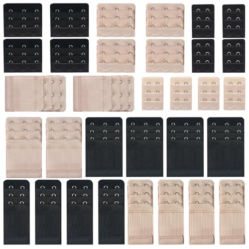 16/32 Pcs Bra Extenders, Women Ladies Stretchy Bra Band Extension 2 Hooks / 3 Hooks, Lingeries Bra Strap Extender - color: 32pcs-multicolor