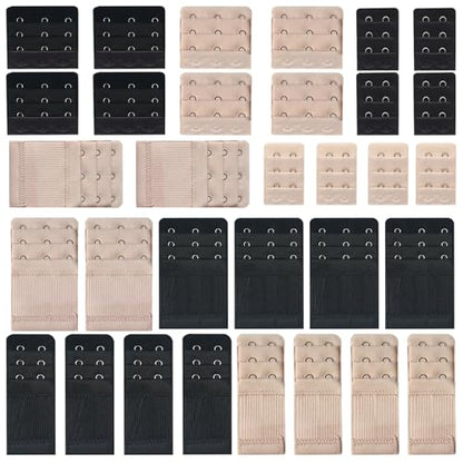 16/32 Pcs Bra Extenders, Women Ladies Stretchy Bra Band Extension 2 Hooks / 3 Hooks, Lingeries Bra Strap Extender - color: 32pcs-multicolor