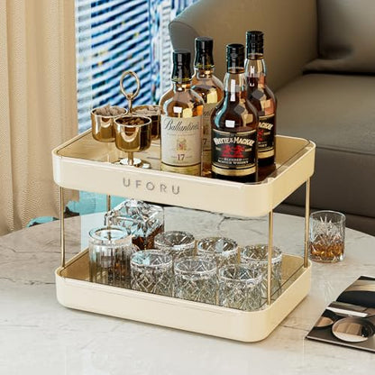UFORU Countertop Coffee Station Organizer,Cup Rack,Mug & Wine Glass Holder - color: Cream White