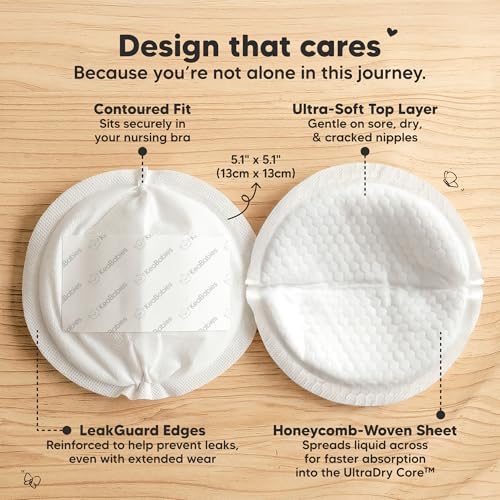 KeaBabies Nursing Pads Disposable, Breast Pads for Leaking Milk (120 Count) - size: 120 Count