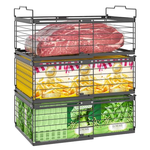 NADAMOO Expandable Chest Freezer Organizer, Stackable Wire Baskets - size: 3 Packs