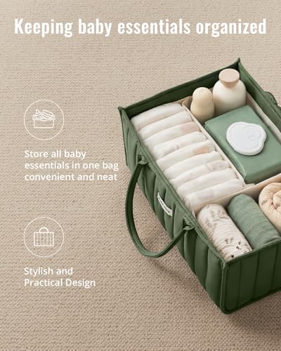 Blissful Diary Baby Diaper Caddy Organizer, Nursery Storage, Deep Green - color: Deep Green