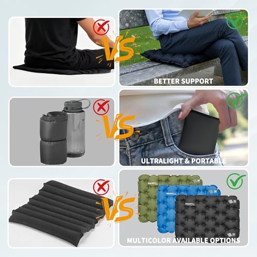 EULANT Lightweight Inflatable Seat Cushion,Compact Travel Cushion Pad - color: Black