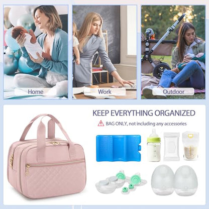 Damero Wearable Breast Pump Bag Compatible with Elvie/Willow/Momcozy - color: Pink