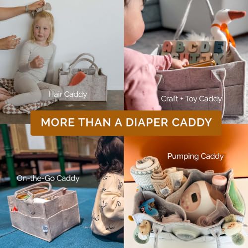 Parker Baby Co. Felt Diaper Caddy Organizer - Large, White - color: White (Heathered White), size: Large