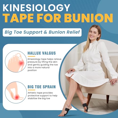 Kinesiology Tape for Bunion, 20 Pcs Pre-Shaped Athletic Tape - color: Black