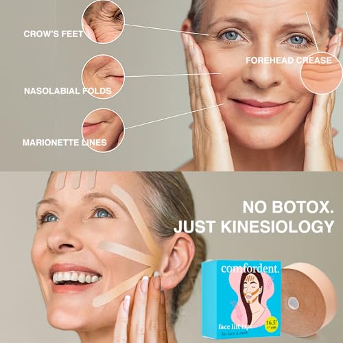 Anti-Wrinkle Face Tape Complete Set — Kinesiology Roll Tape & 120 Pre-Cut Strips for Face & Neck
