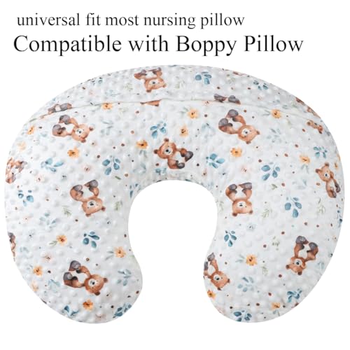 Dot Nursing Pillow Cover Set 2 Pack Compatible with Boppy Pillow - color: Light Coffee & Bear