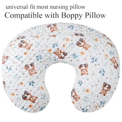 Dot Nursing Pillow Cover Set 2 Pack Compatible with Boppy Pillow - color: Light Coffee & Bear