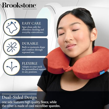 Brookstone Travel Neck Pillow Lightweight U-Shaped Memory Foam Pillow - color: Terra Cotta