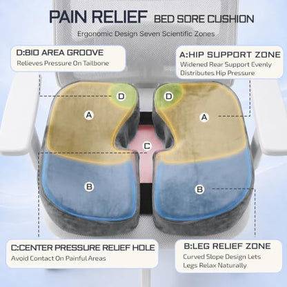 GAB Medical Bed Sore Cushions for Butt, Donut Pillow for Tailbone Pain - color: Gray