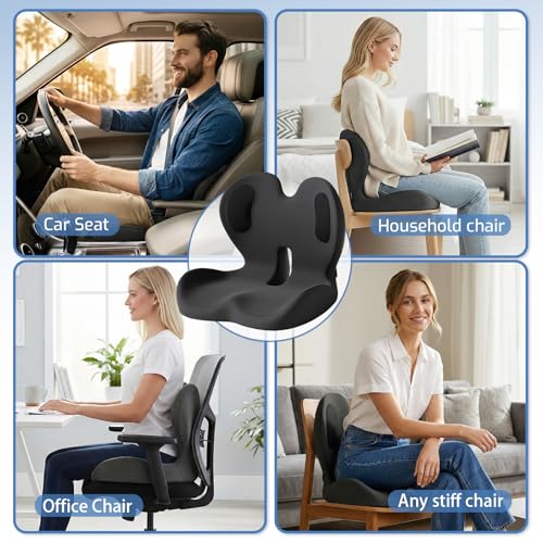Seat Cushion,Memory Foam Chair Cushion for Office and Car - color: Black