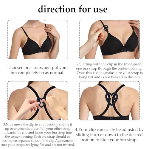 18 Pcs Bra Straps Clips Adjustable Non Slip Bra Clips for Racerback Bra Straps Holder Bra Extenders 2/3 Hook - color: Black, White, Beige - Style 3
